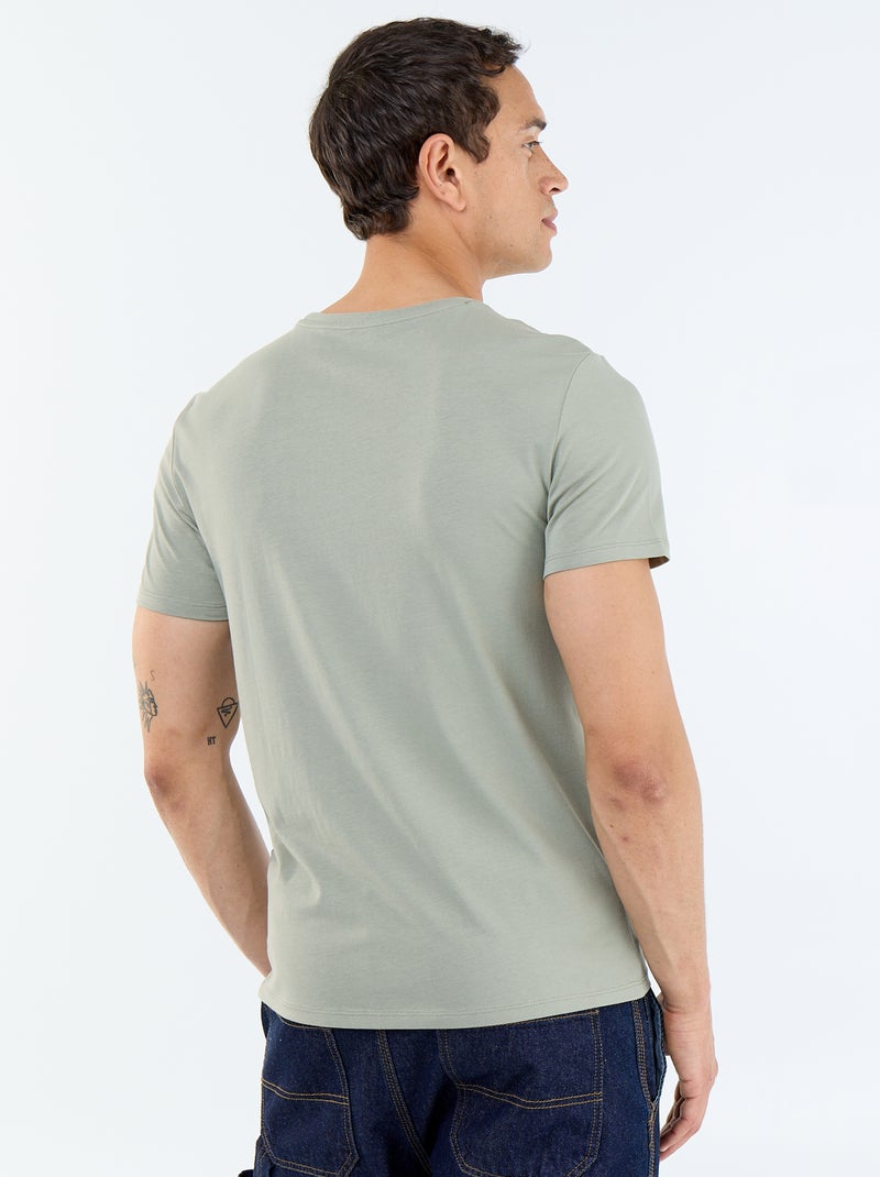 T-shirt tinta unita - Slim fit Kaki - Kiabi