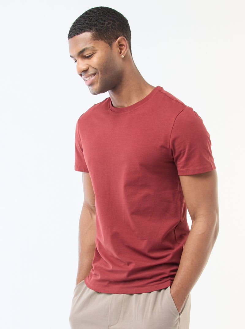 T-shirt tinta unita - Slim fit Rosso - Kiabi