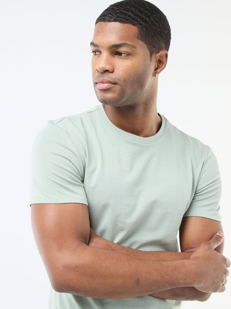 T-shirt tinta unita - Slim fit Verde - Kiabi