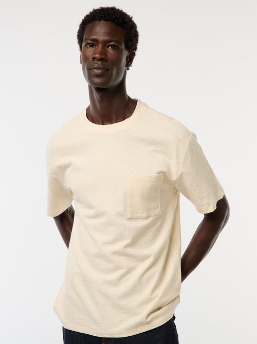 T-shirt tinta unita a maniche corte con tasca sul petto - Kiabi