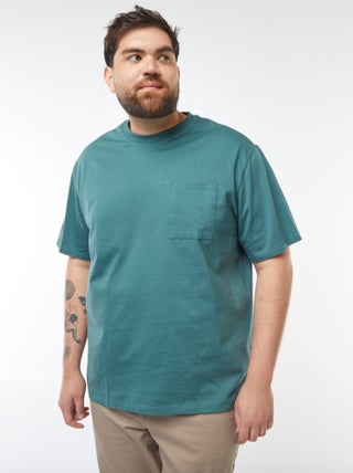 T-shirt tinta unita a maniche corte con taschino