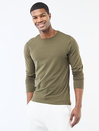 T-shirt basic a maniche lunghe e girocollo