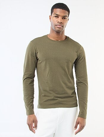 T-shirt basic a maniche lunghe e girocollo