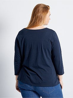 Taglie forti donna - T-shirt tinta unita collo a barchetta - Kiabi