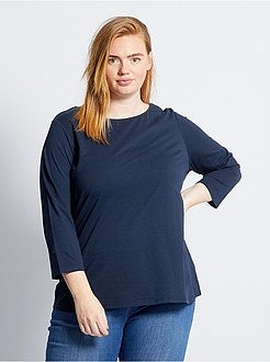 Taglie forti donna - T-shirt tinta unita collo a barchetta - Kiabi