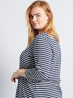 Taglie forti donna - T-shirt tinta unita collo a barchetta - Kiabi