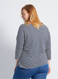 Taglie forti donna - T-shirt tinta unita collo a barchetta - Kiabi