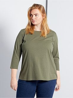 Taglie forti donna - T-shirt tinta unita collo a barchetta - Kiabi