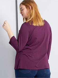 Taglie forti donna - T-shirt tinta unita collo a barchetta - Kiabi