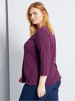 Taglie forti donna - T-shirt tinta unita collo a barchetta - Kiabi