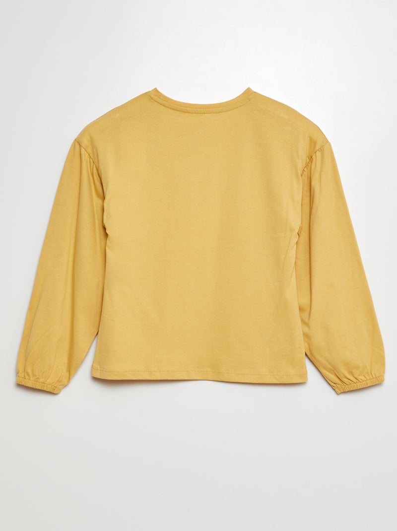 T-shirt tinta unita con arricciature sulle spalle giallo - Kiabi