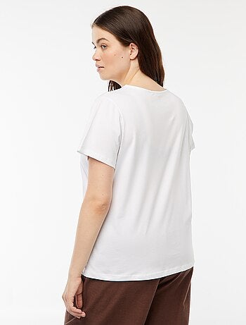 T-shirt tinta unita con cut out traforato ed effetto intrecciato