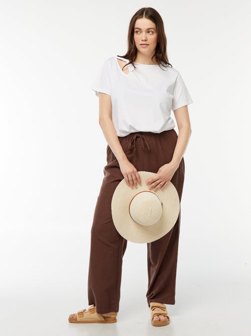 T-shirt tinta unita con cut out traforato ed effetto intrecciato - Kiabi