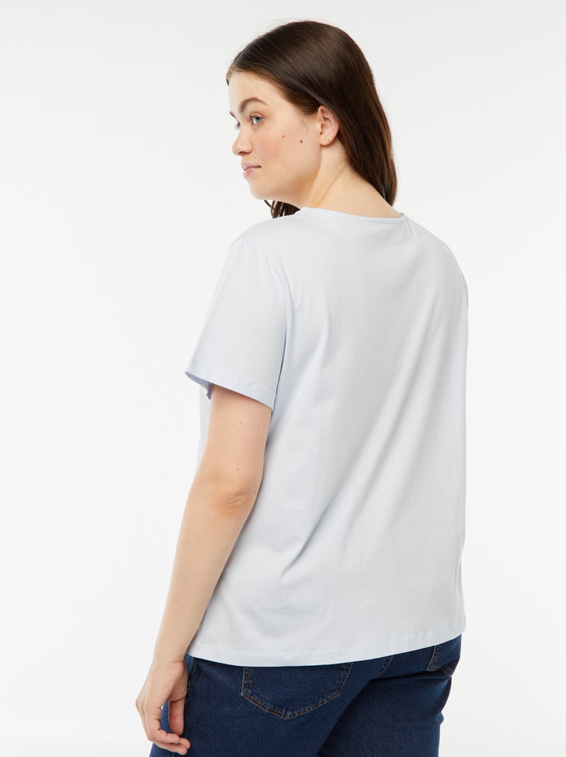 T-shirt tinta unita con cut out traforato ed effetto intrecciato Blu - Kiabi