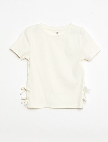 T-shirt tinta unita con fiocchi decorativi