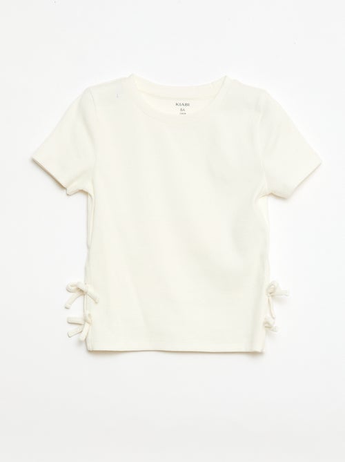 T-shirt tinta unita con fiocchi decorativi - Kiabi