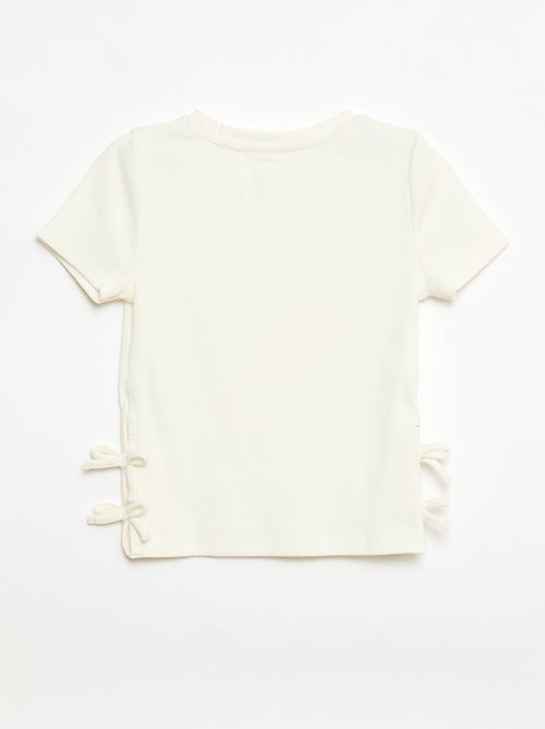 T-shirt tinta unita con fiocchi decorativi - Kiabi