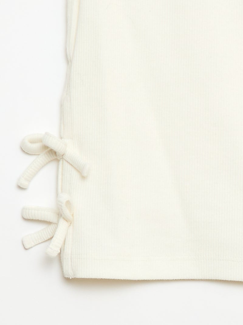 T-shirt tinta unita con fiocchi decorativi Bianco - Kiabi
