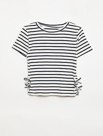 T-shirt tinta unita con fiocchi decorativi