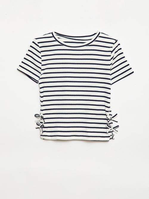 T-shirt tinta unita con fiocchi decorativi - Kiabi