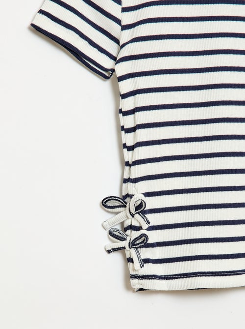 T-shirt tinta unita con fiocchi decorativi - Kiabi