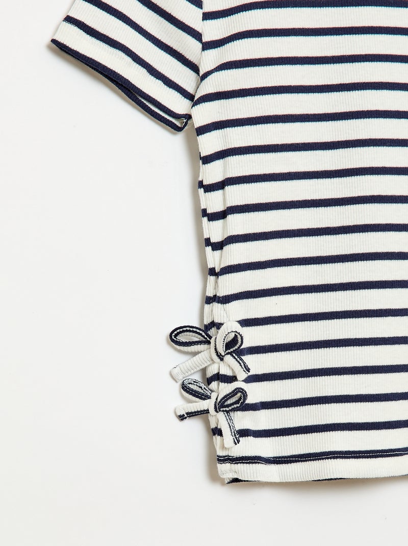 T-shirt tinta unita con fiocchi decorativi Blu - Kiabi