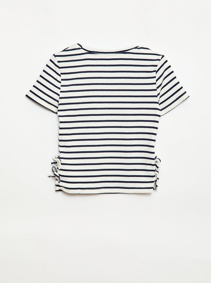 T-shirt tinta unita con fiocchi decorativi Blu - Kiabi