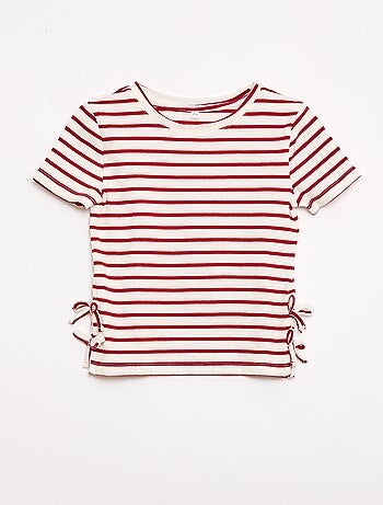 T-shirt tinta unita con fiocchi decorativi