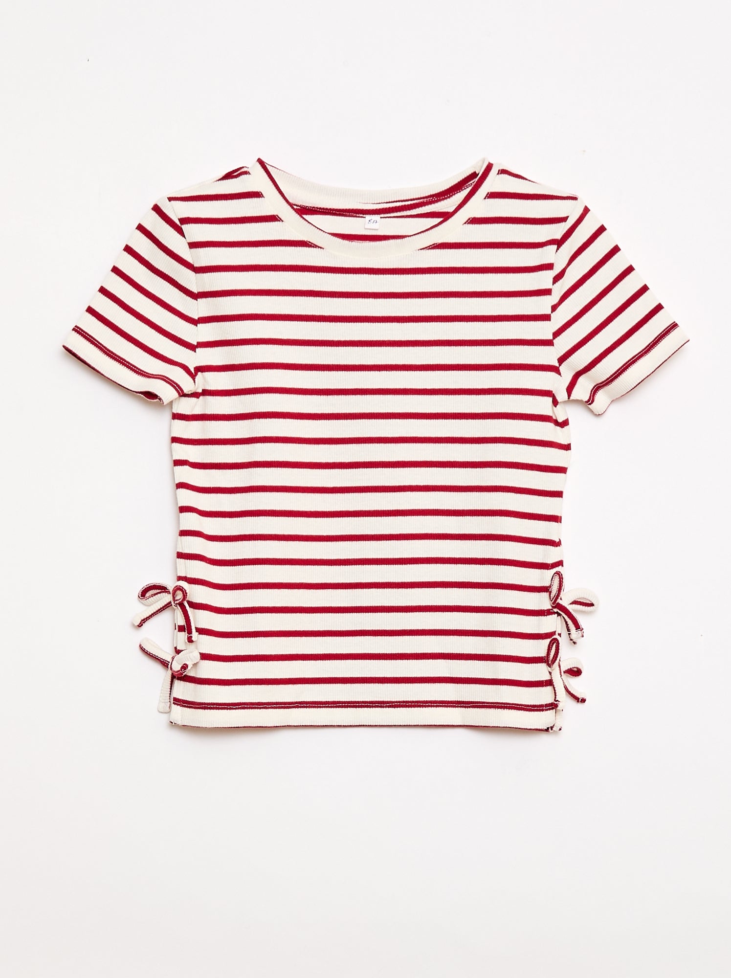 T-shirt tinta unita con fiocchi decorativi