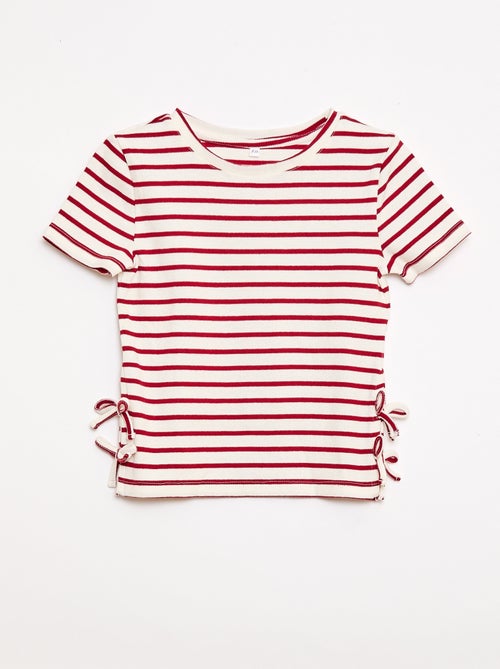 T-shirt tinta unita con fiocchi decorativi - Kiabi