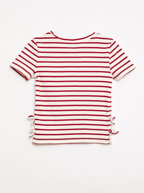 T-shirt tinta unita con fiocchi decorativi - Kiabi