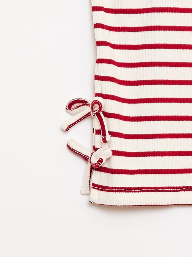 T-shirt tinta unita con fiocchi decorativi Rosso - Kiabi