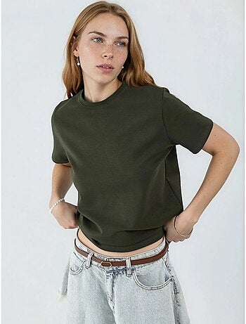 T-shirt tinta unita con girocollo busem