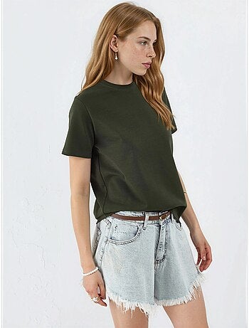 T-shirt tinta unita con girocollo busem