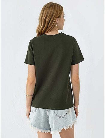 T-shirt tinta unita con girocollo busem