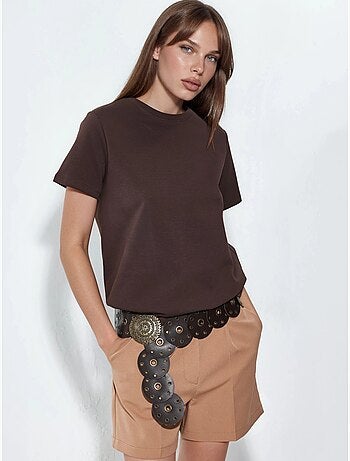 T-shirt tinta unita con girocollo busem