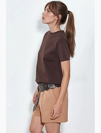 T-shirt tinta unita con girocollo busem