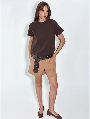 T-shirt tinta unita con girocollo busem