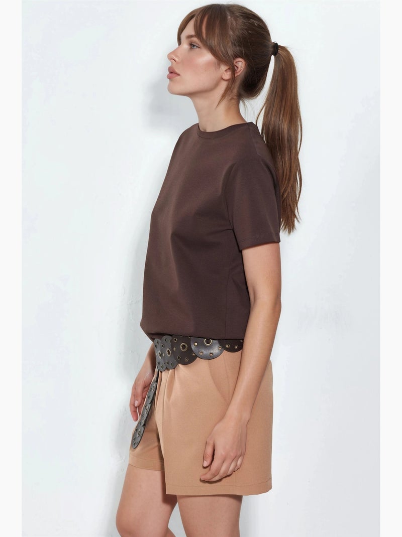 T-shirt tinta unita con girocollo busem Marrone - Kiabi