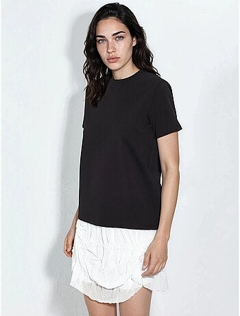 T-shirt tinta unita con girocollo busem