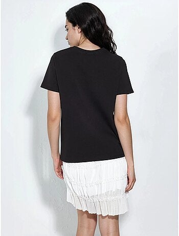 T-shirt tinta unita con girocollo busem