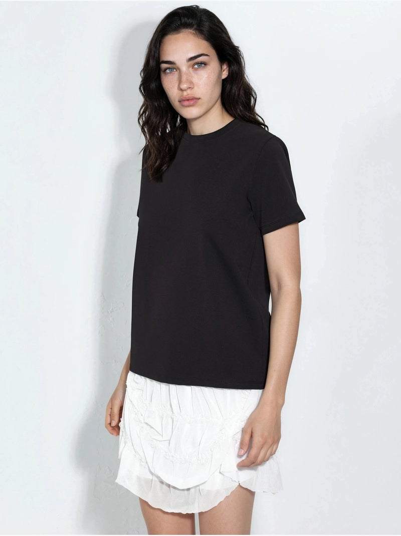 T-shirt tinta unita con girocollo busem Nero - Kiabi