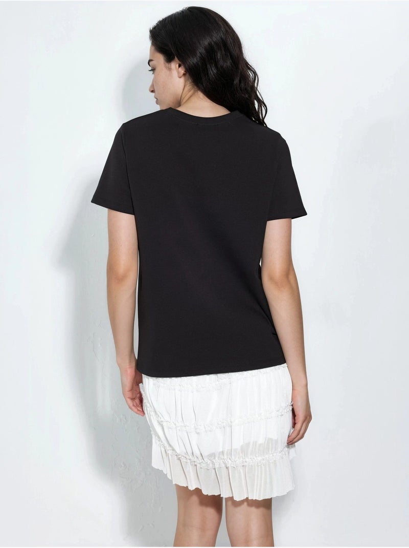 T-shirt tinta unita con girocollo busem Nero - Kiabi