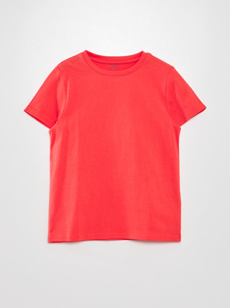 T-shirt tinta unita con scollo tondo ROSSO - Kiabi