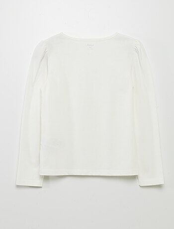 T-shirt tinta unita con spalle arricciate
