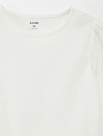 T-shirt tinta unita con spalle arricciate
