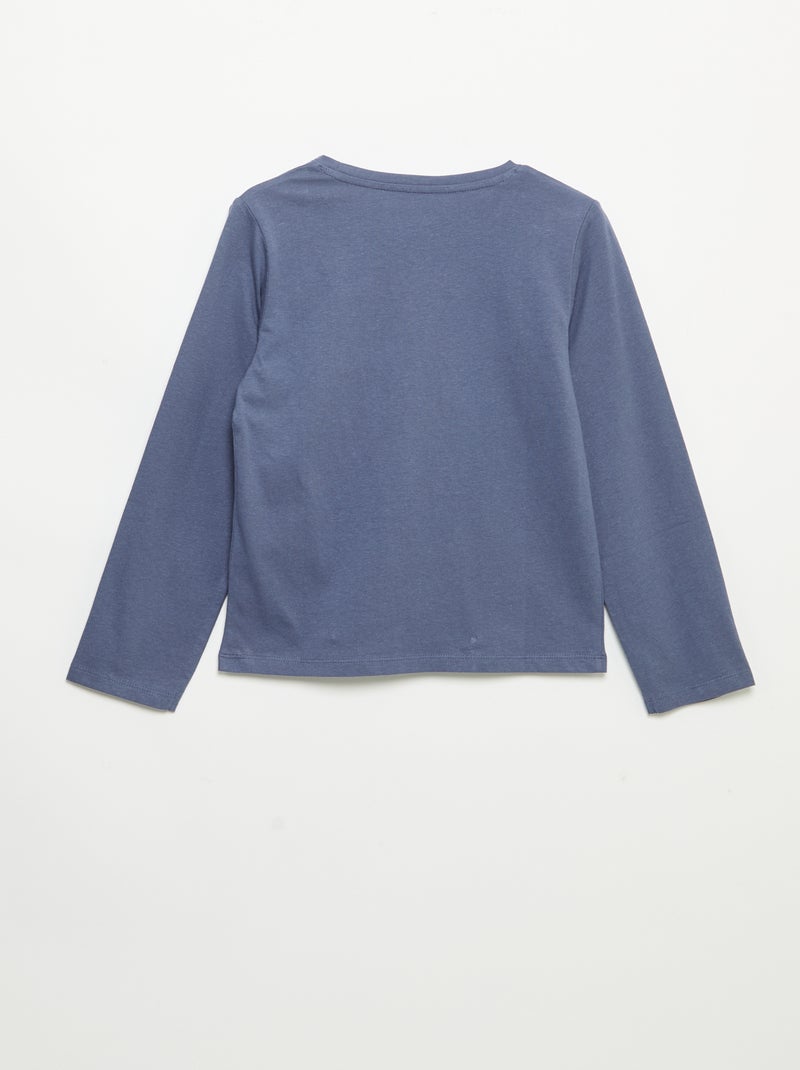 T-shirt tinta unita con spalle arricciate Blu - Kiabi