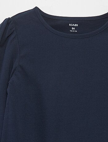 T-shirt tinta unita con spalle arricciate