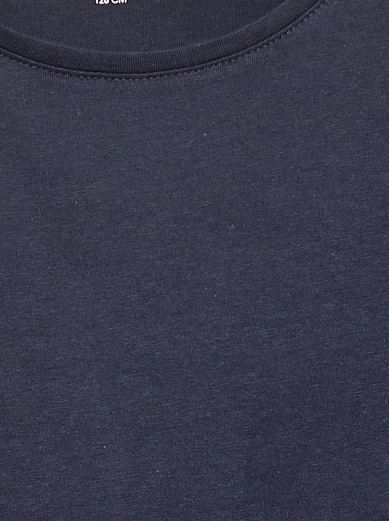 T-shirt tinta unita con spalle arricciate blu - Kiabi