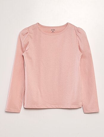 T-shirt tinta unita con spalle arricciate
